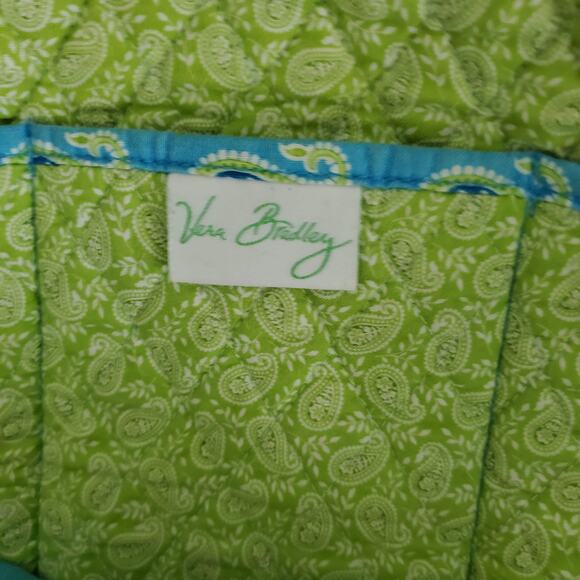 Vera Bradley Pale Blue & Yellow Paisley Floral Cotton Bag Lots of Pockets - Picture 6 of 7